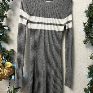 Hollister Gray Knit Sweater with White Accents